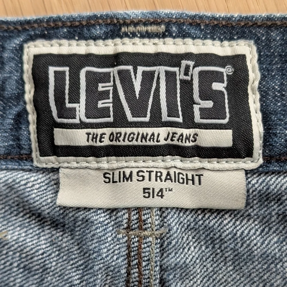 Y2K 29x30 Levi's 514 Slim Straight Denim Blue Double Flap Pockets Mens Jeans